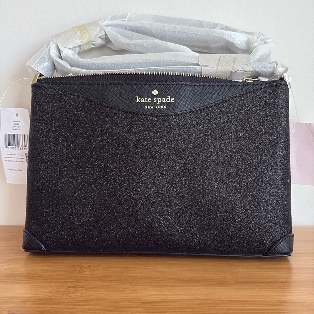 Kate Spade Black Glitter Fabric Crossbody